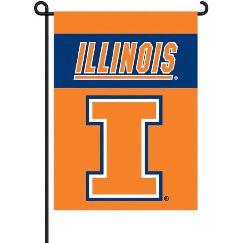 Illinois Fighting Illini Garden Banner Flag 2 Sided 13"x18" NIB